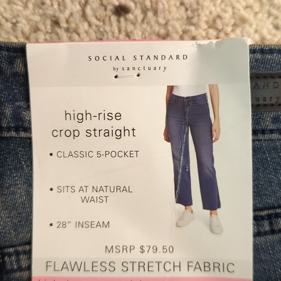 Sanctuary Social Standard High Rise Crop Straight Raw Hem Ankle Jeans Women's 14 - Picture 8 of 12